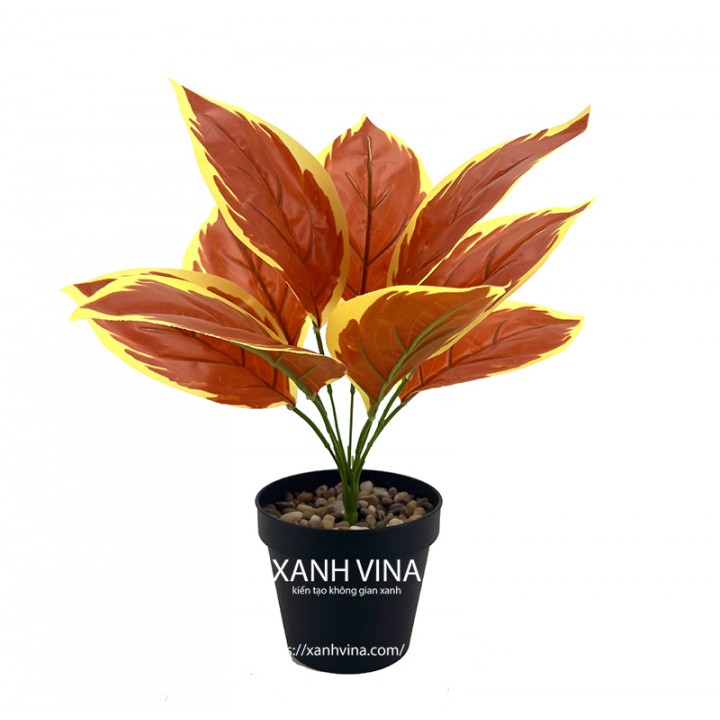 Cây giả để bàn cao 35cm _ lá đỏ